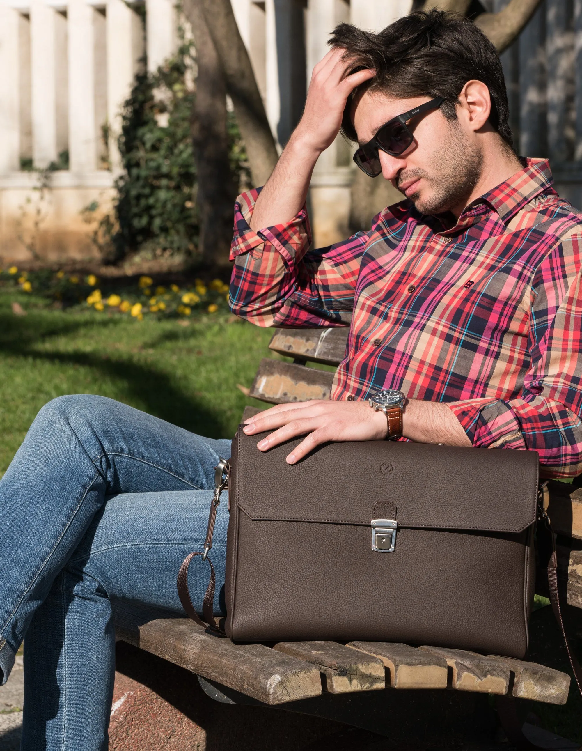 Deve Briefcase Man Brown Casual