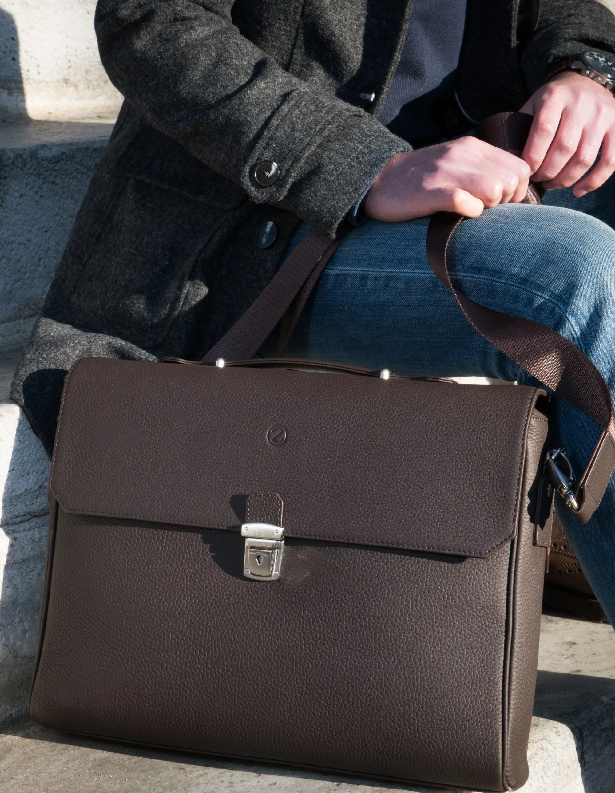 Deve Briefcase Man Brown Casual