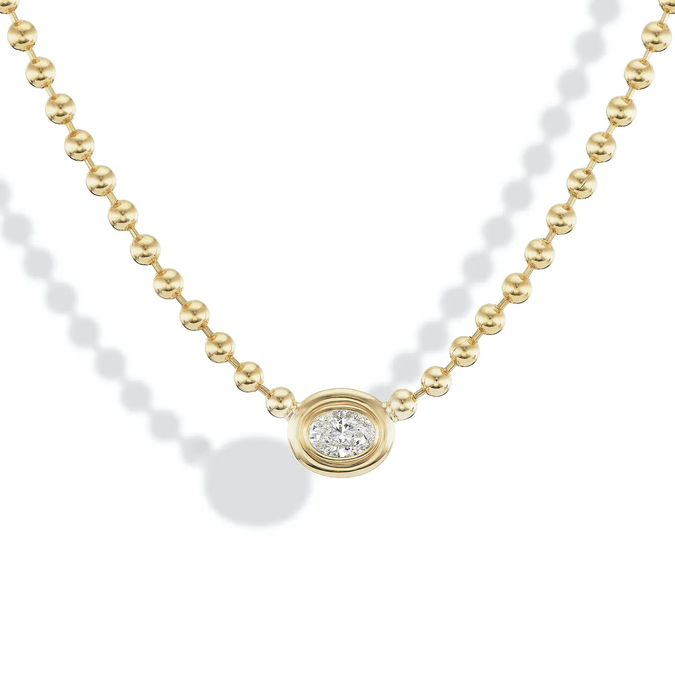 Diamond Oval Double Bubble Bezel Necklace