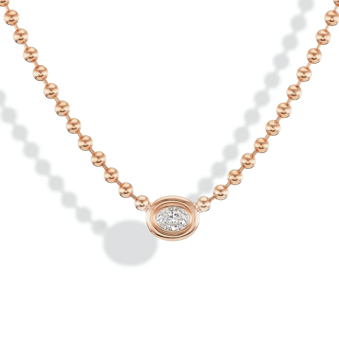 Diamond Oval Double Bubble Bezel Necklace
