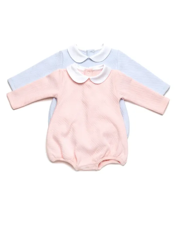 Diamond Quilt Long Sleeve Pima Bubble | Lt Blue