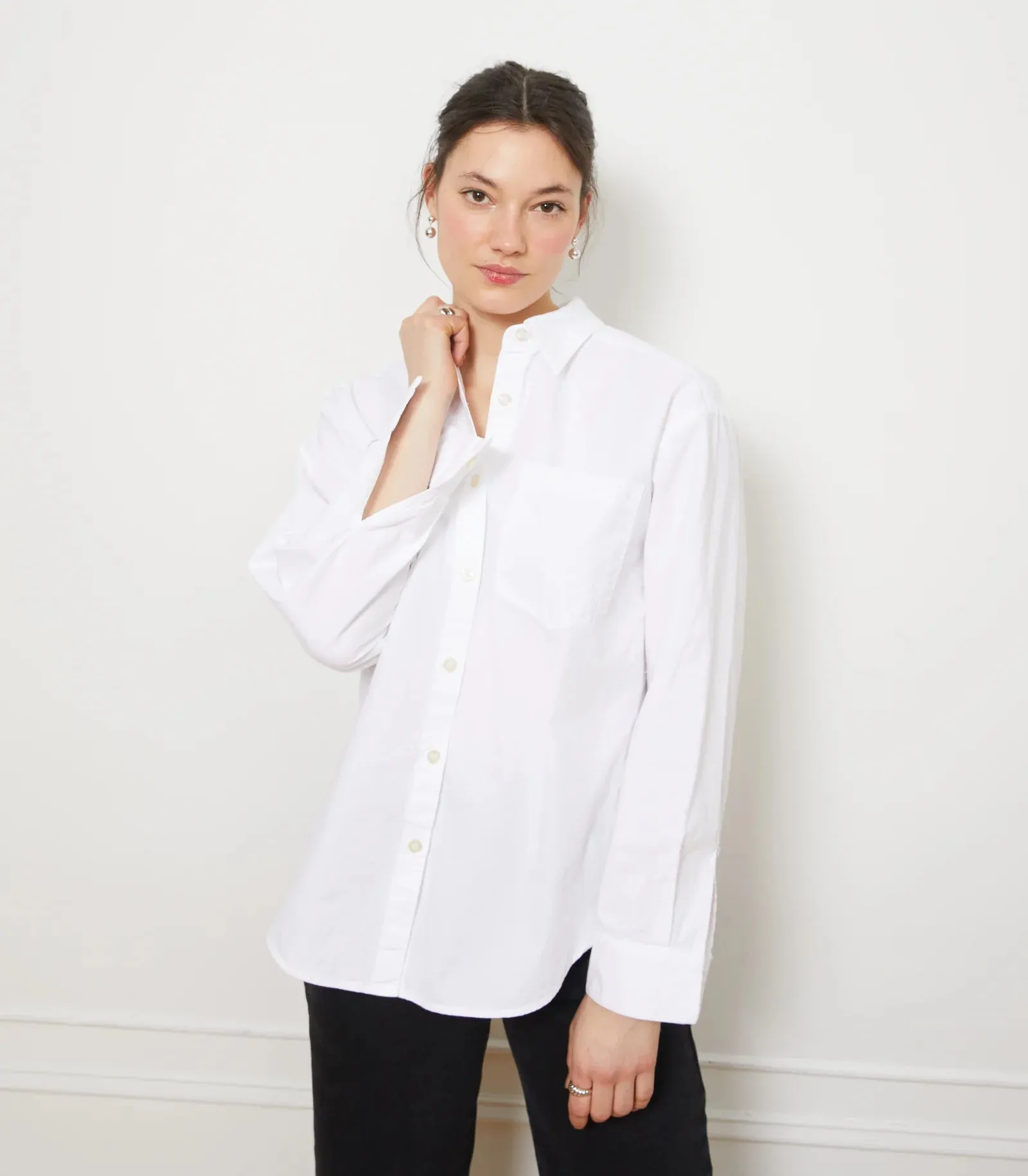 Diana Relaxed Button Up Shirt - White | Loup NYC