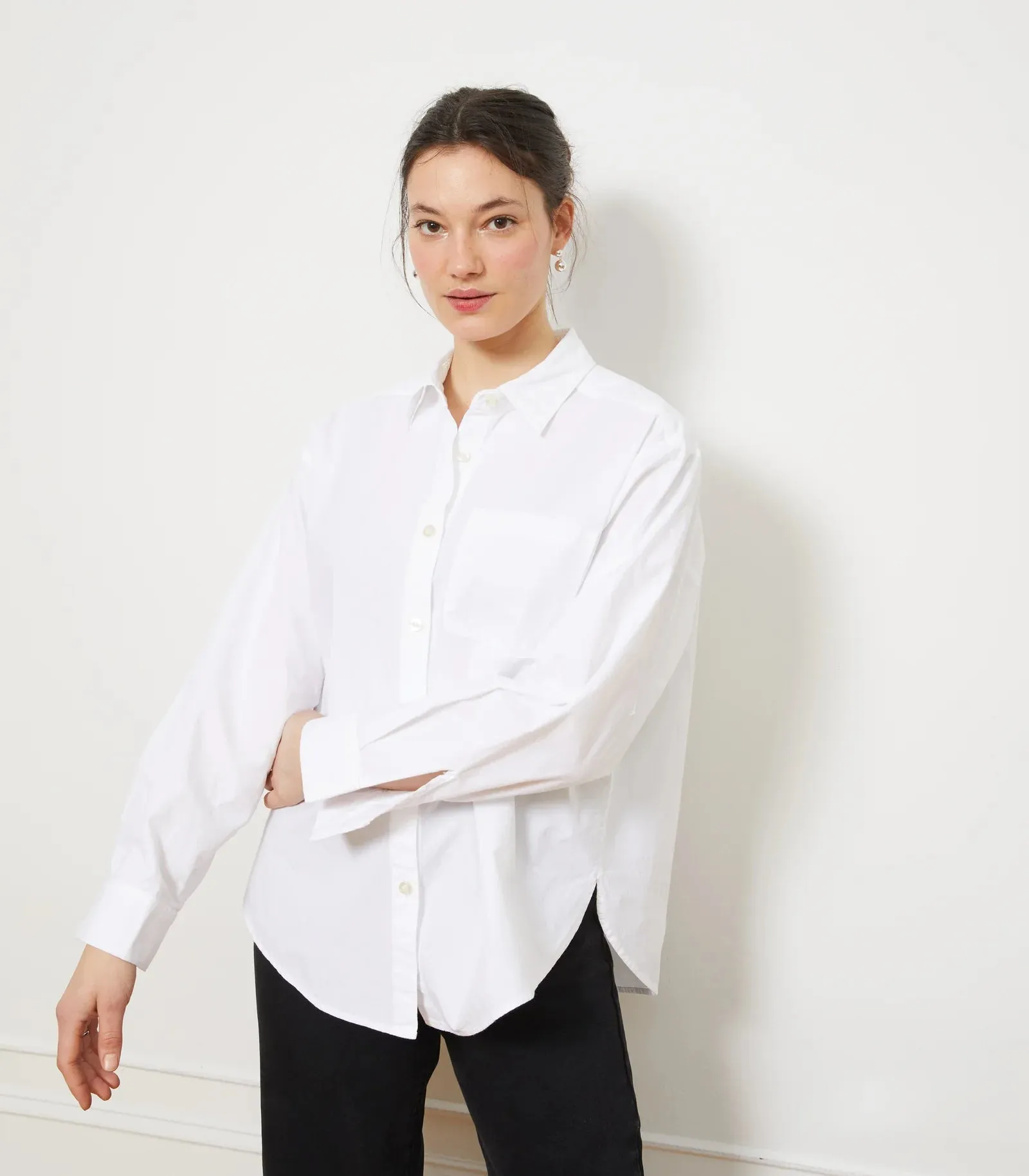 Diana Relaxed Button Up Shirt - White | Loup NYC