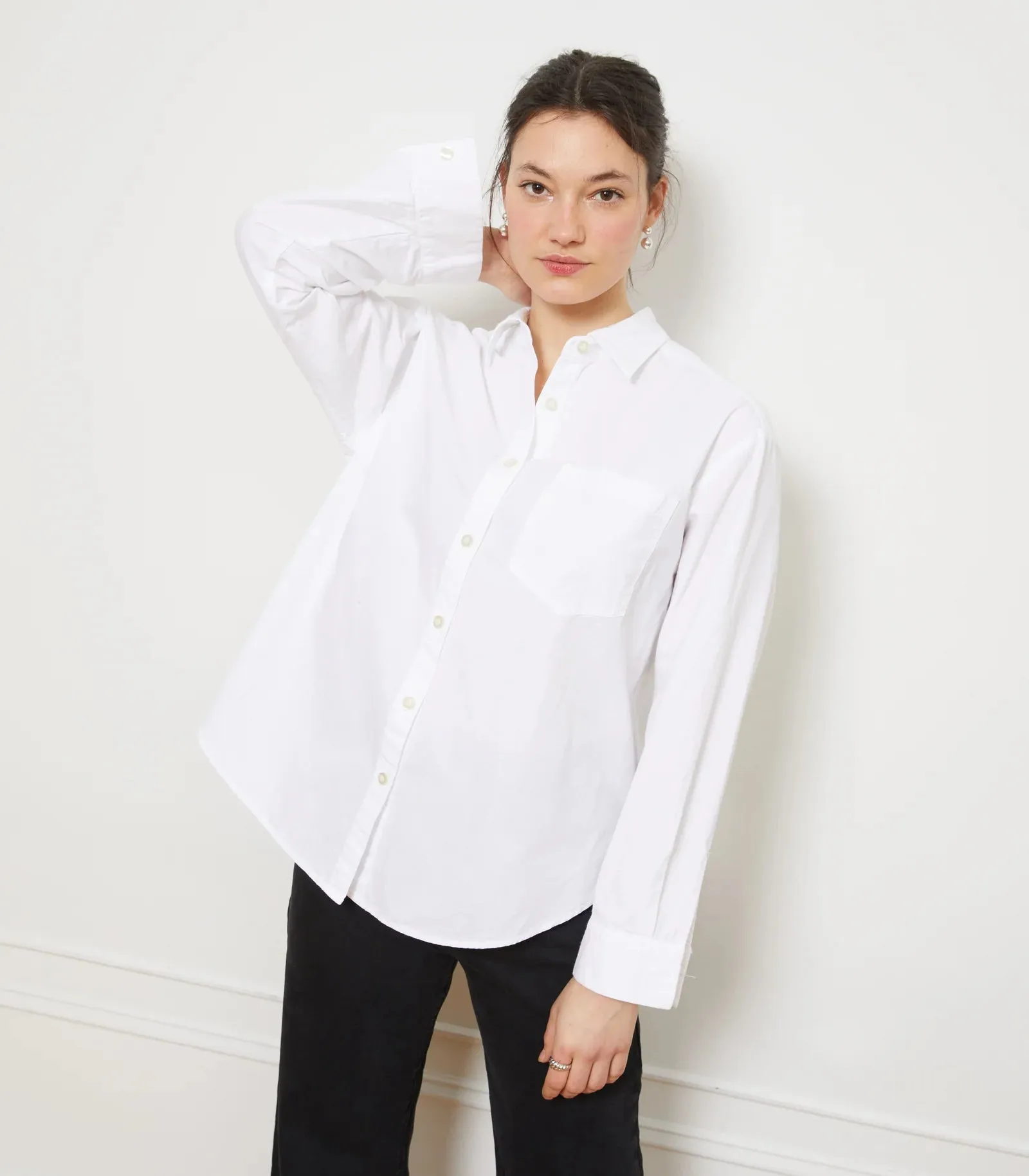 Diana Relaxed Button Up Shirt - White | Loup NYC