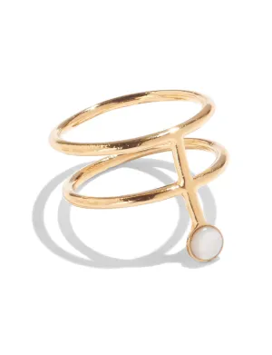 Division Ring in Gold with White Mother of Pearl