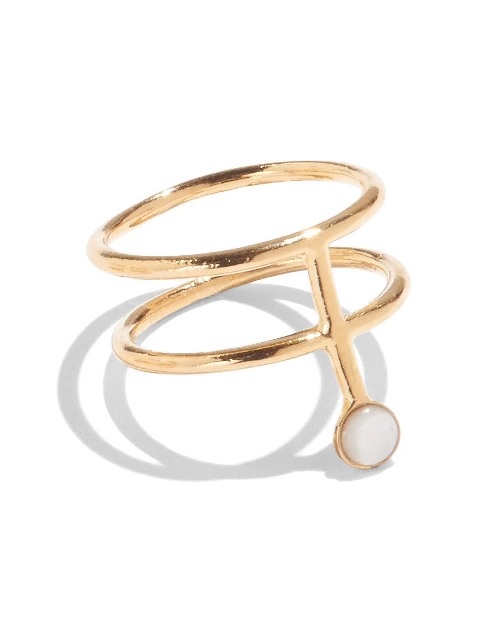 Division Ring in Gold with White Mother of Pearl