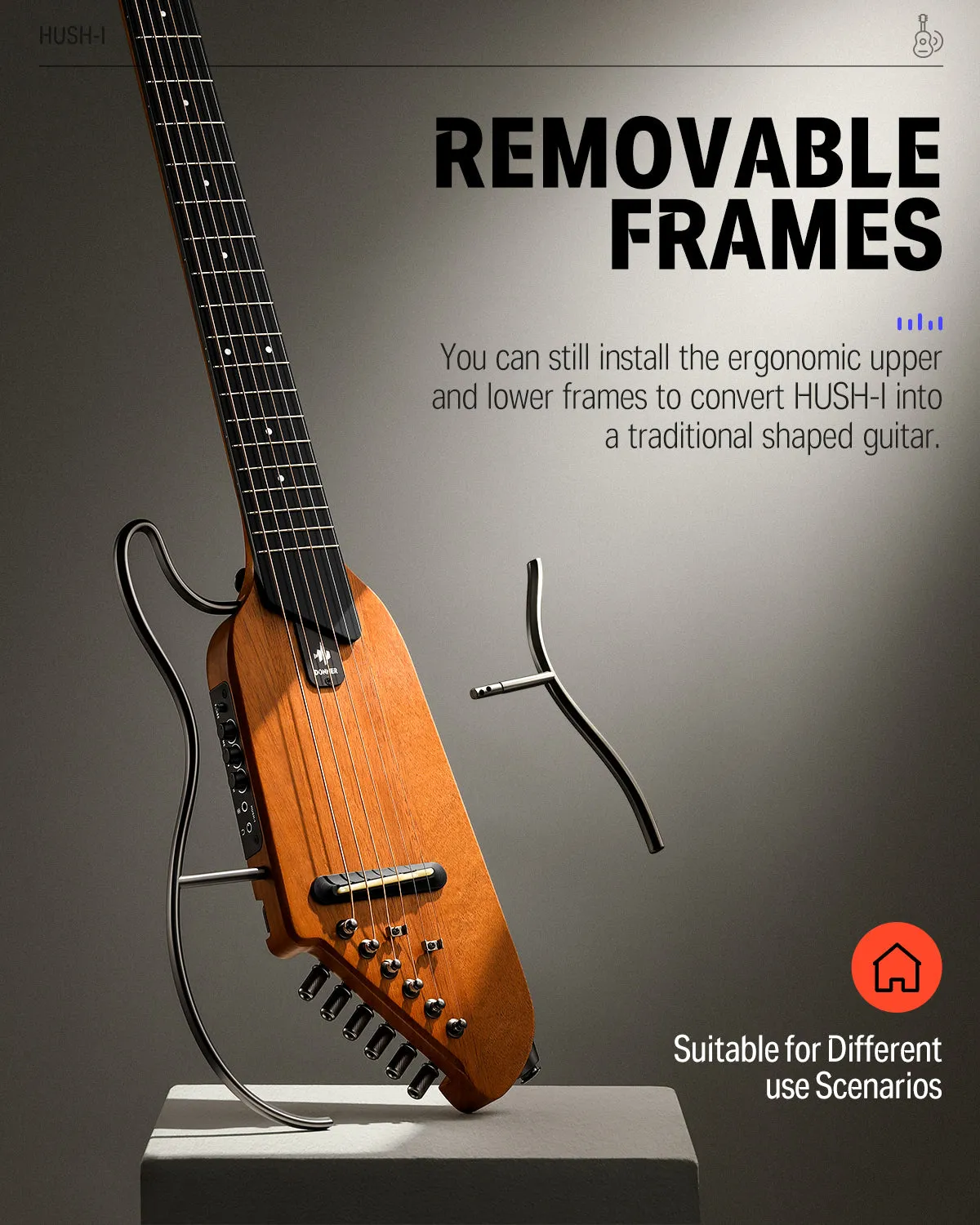 Donner HUSH-I Mute Acoustic-Electric Guitar Kit for Travel Silent Practice