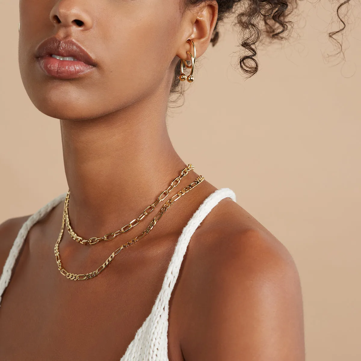 Double Barbell Earrings in Gold