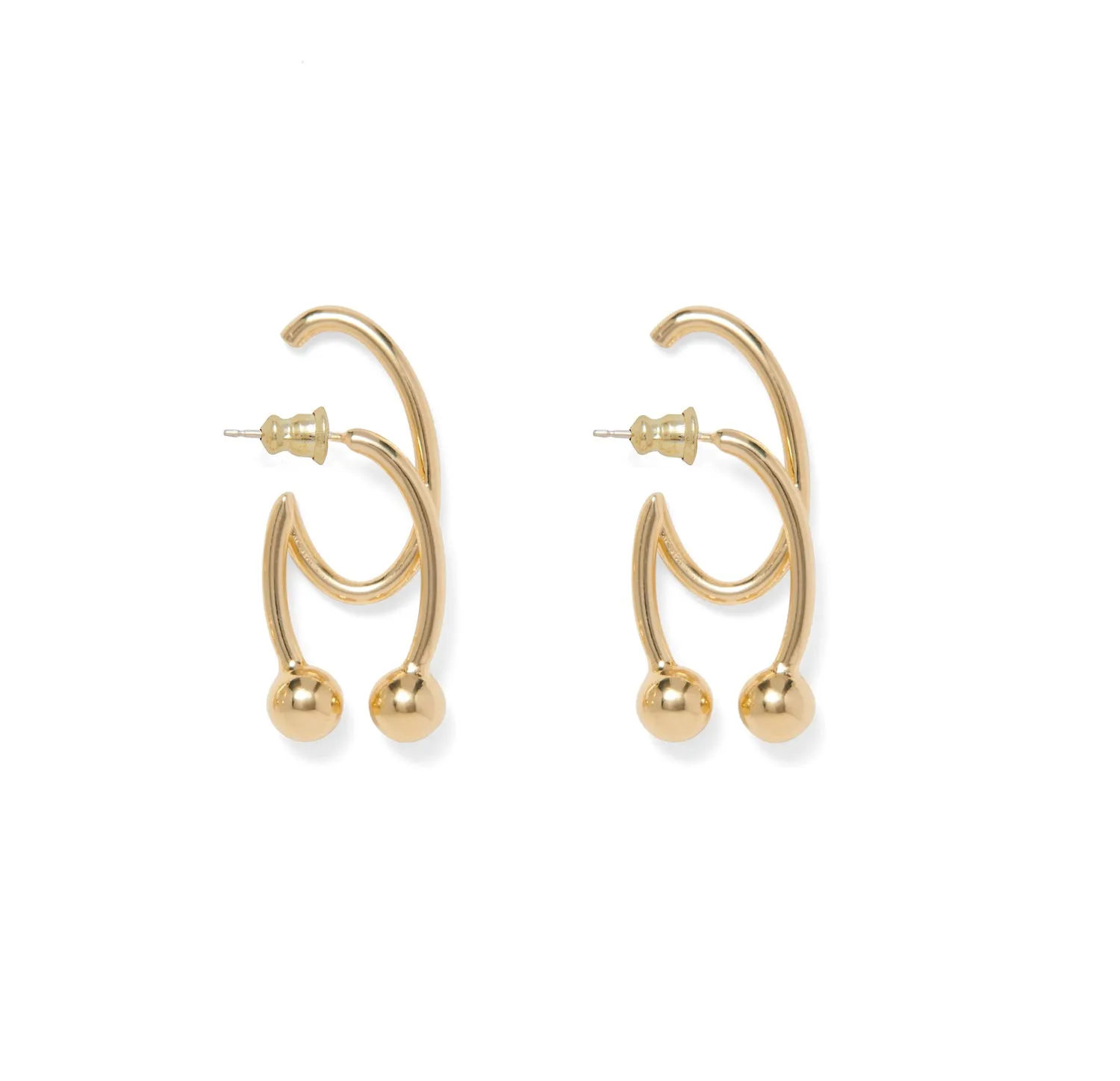Double Barbell Earrings in Gold