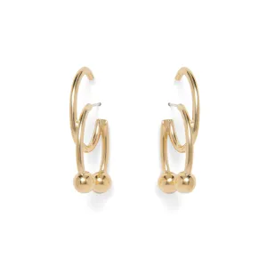 Double Barbell Earrings in Gold
