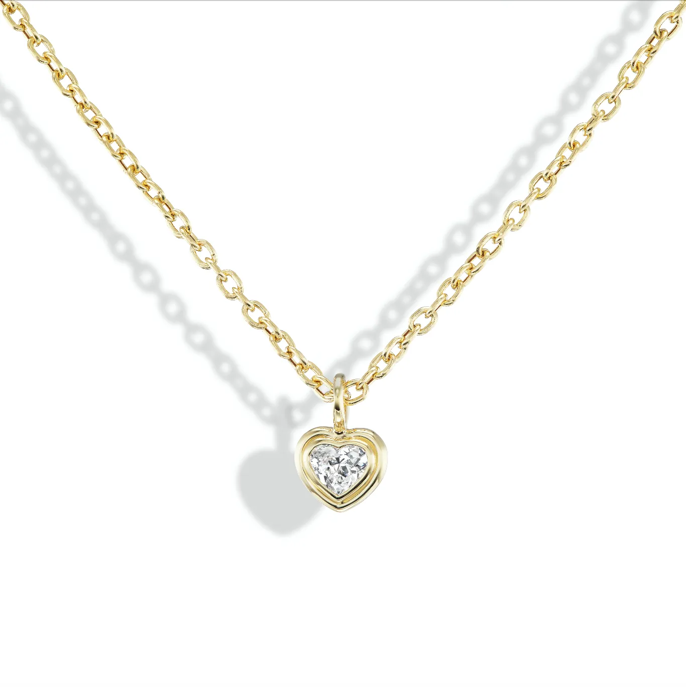 Double Bubble Bezel Diamond Heart Charm