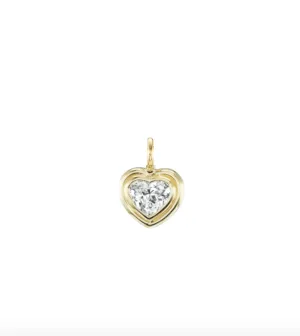 Double Bubble Bezel Diamond Heart Charm