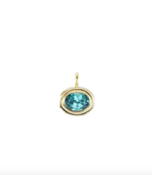 Double Bubble Bezel Teal Tourmaline Oval Charm