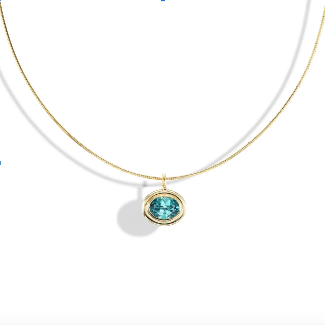 Double Bubble Bezel Teal Tourmaline Oval Charm