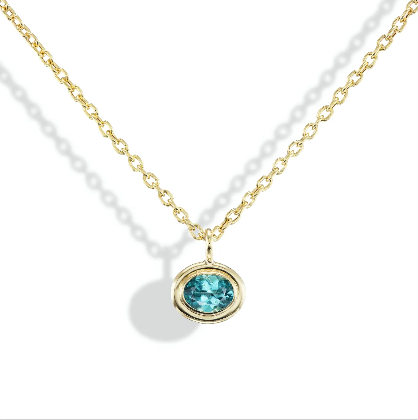 Double Bubble Bezel Teal Tourmaline Oval Charm