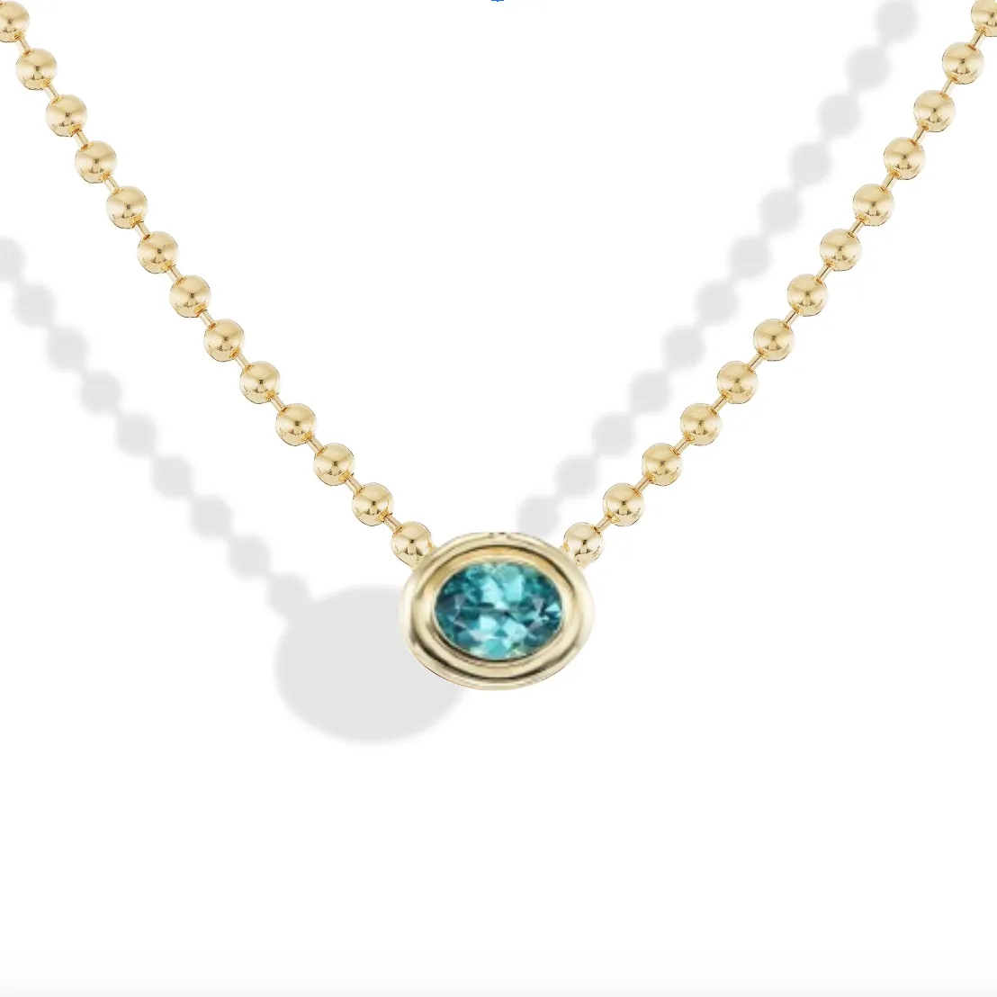 Double Bubble Bezel Teal Tourmaline Oval Charm