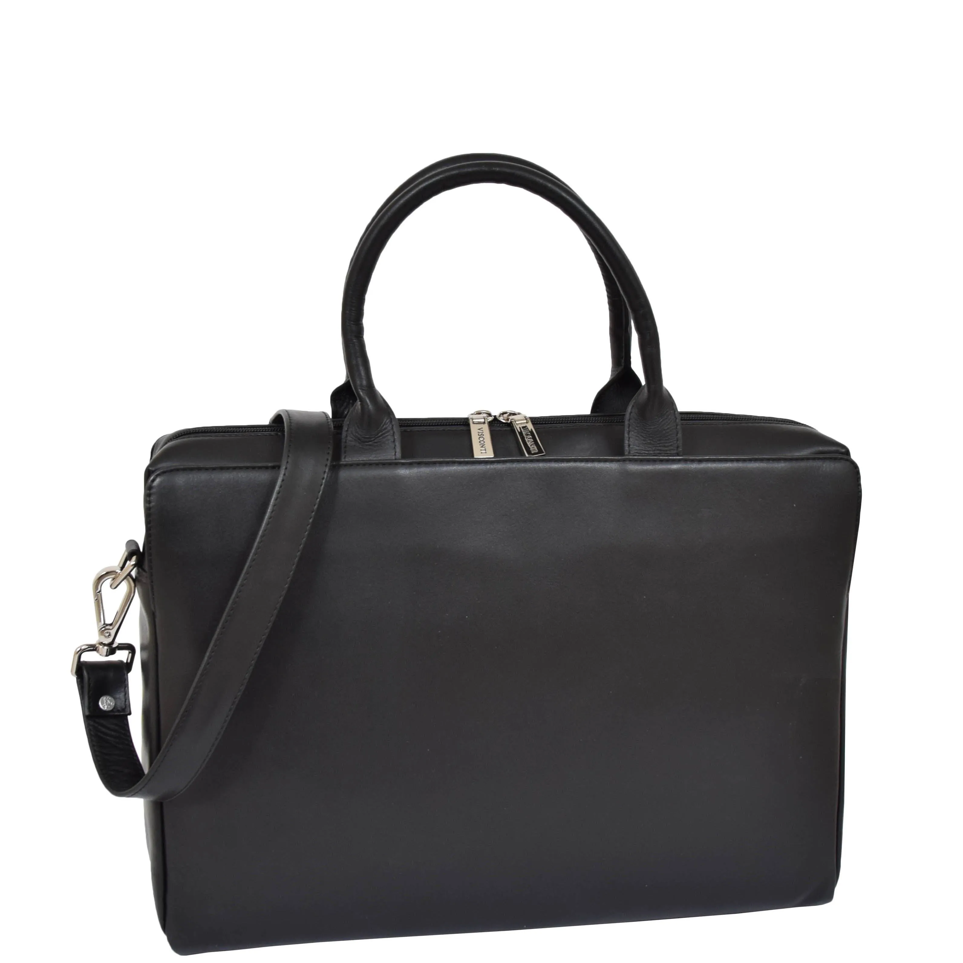 DR592 Women's Genuine Soft Leather Briefcase Shoulder Office Bag Black