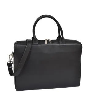 DR592 Women's Genuine Soft Leather Briefcase Shoulder Office Bag Black