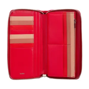 Dudubags Portafoglio Donna Grande in Pelle Nappa Rosso Fiamma con RFID