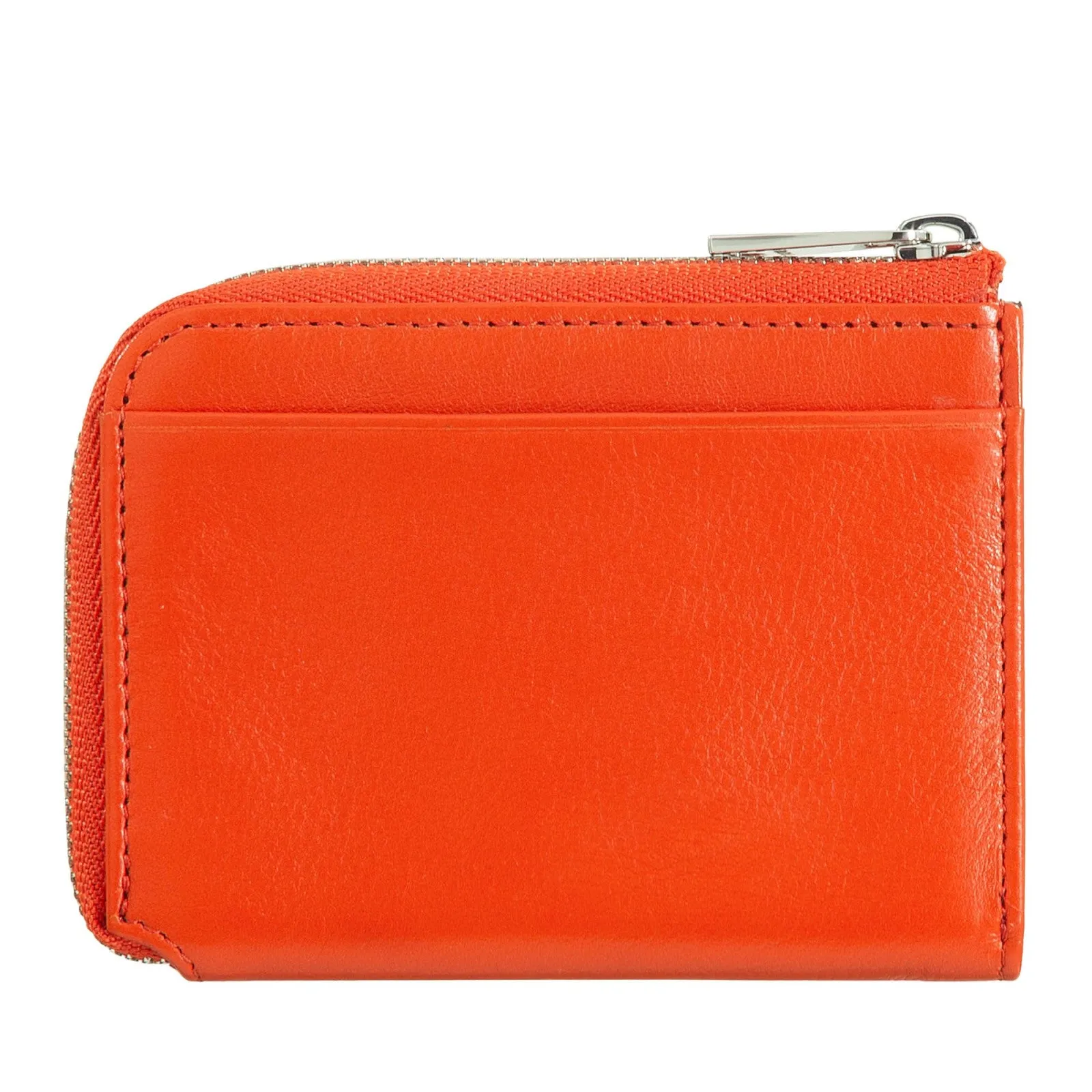 Dudubags Portafoglio Uomo Piccolo RFID con Cerniera in Pelle Arancio
