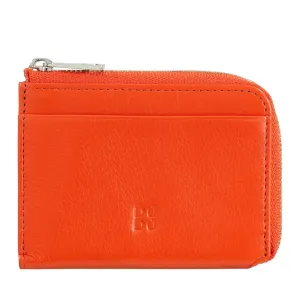 Dudubags Portafoglio Uomo Piccolo RFID con Cerniera in Pelle Arancio