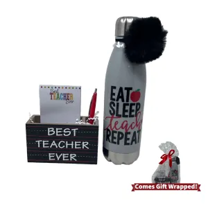 Eat SLEEP Teach Bottle tumbler with Stationery Set