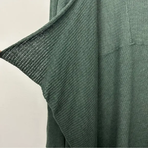 Eileen Fisher Green Wool Asymmetrical Open Cardigan Sweater