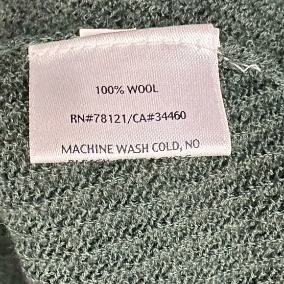 Eileen Fisher Green Wool Asymmetrical Open Cardigan Sweater
