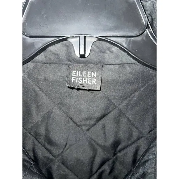 Eileen Fisher zip Jacket Women silk Open Front Pocket Black Casual XL A000085