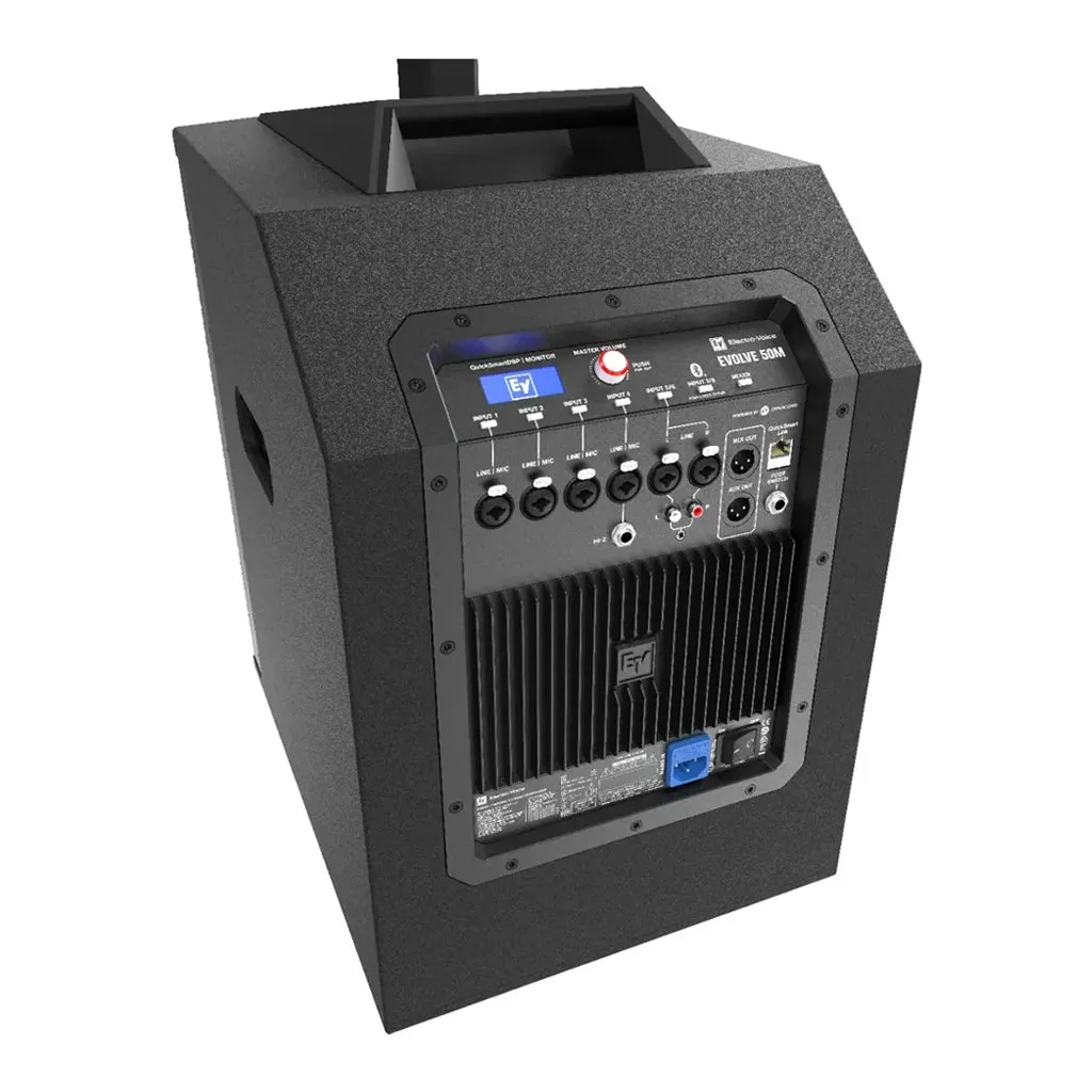 Electro Voice Powered Subwoofer Black w/ 8 Channel Mixer Quicksmart DSP & Bluetooth 1000w Class D Amp