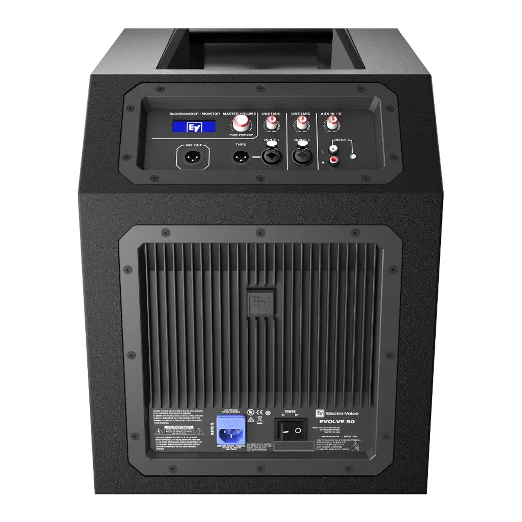 Electro Voice Powered Subwoofer Black w/ 8 Channel Mixer Quicksmart DSP & Bluetooth 1000w Class D Amp