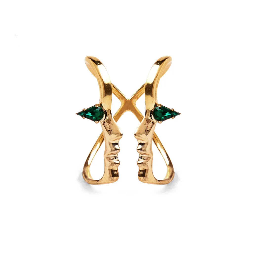 Emerald Crystal Silhouette Ring