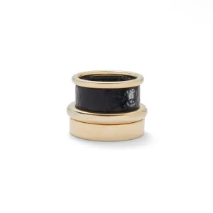 Essential Ring Set in Gold and Black Pebble
