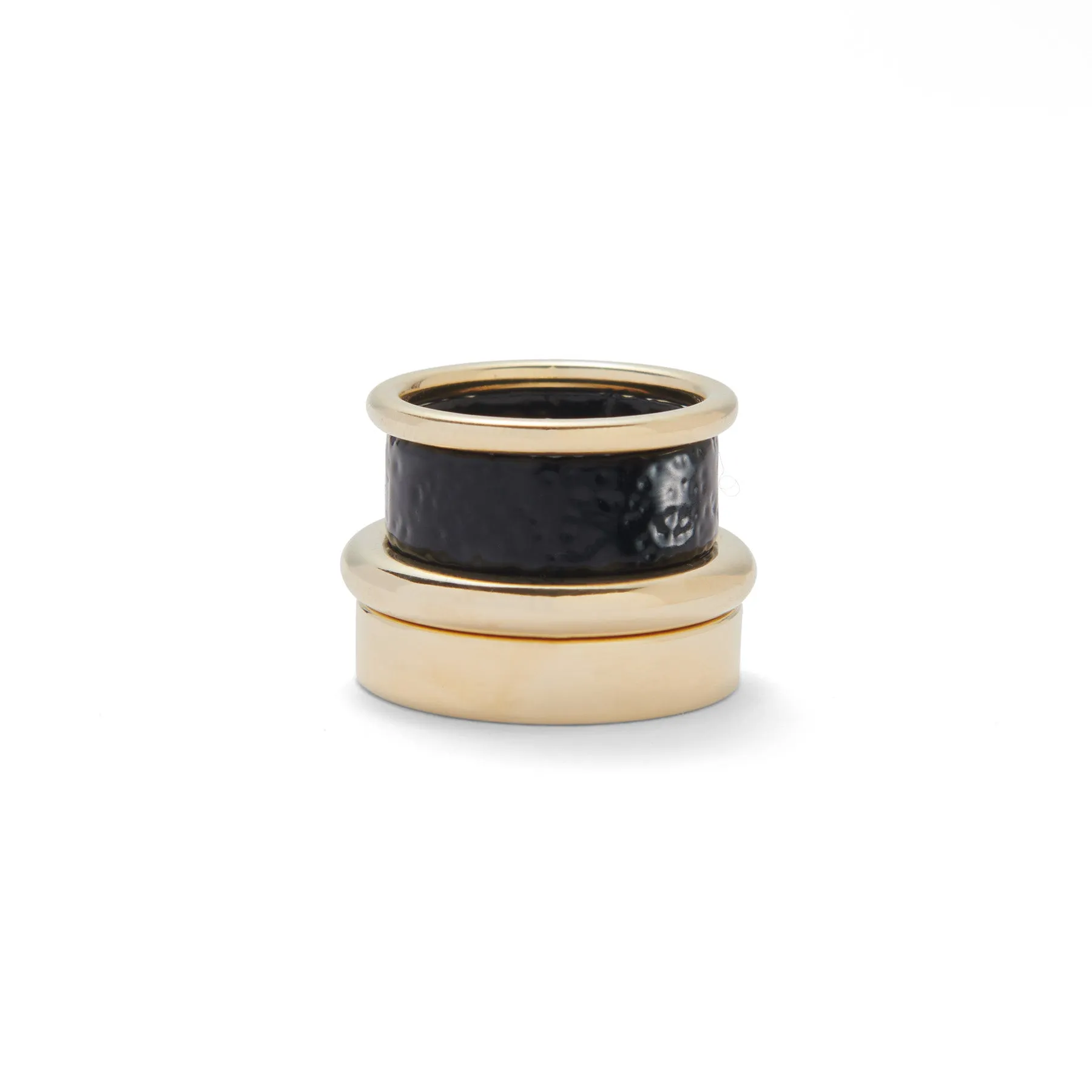 Essential Ring Set in Gold and Black Pebble