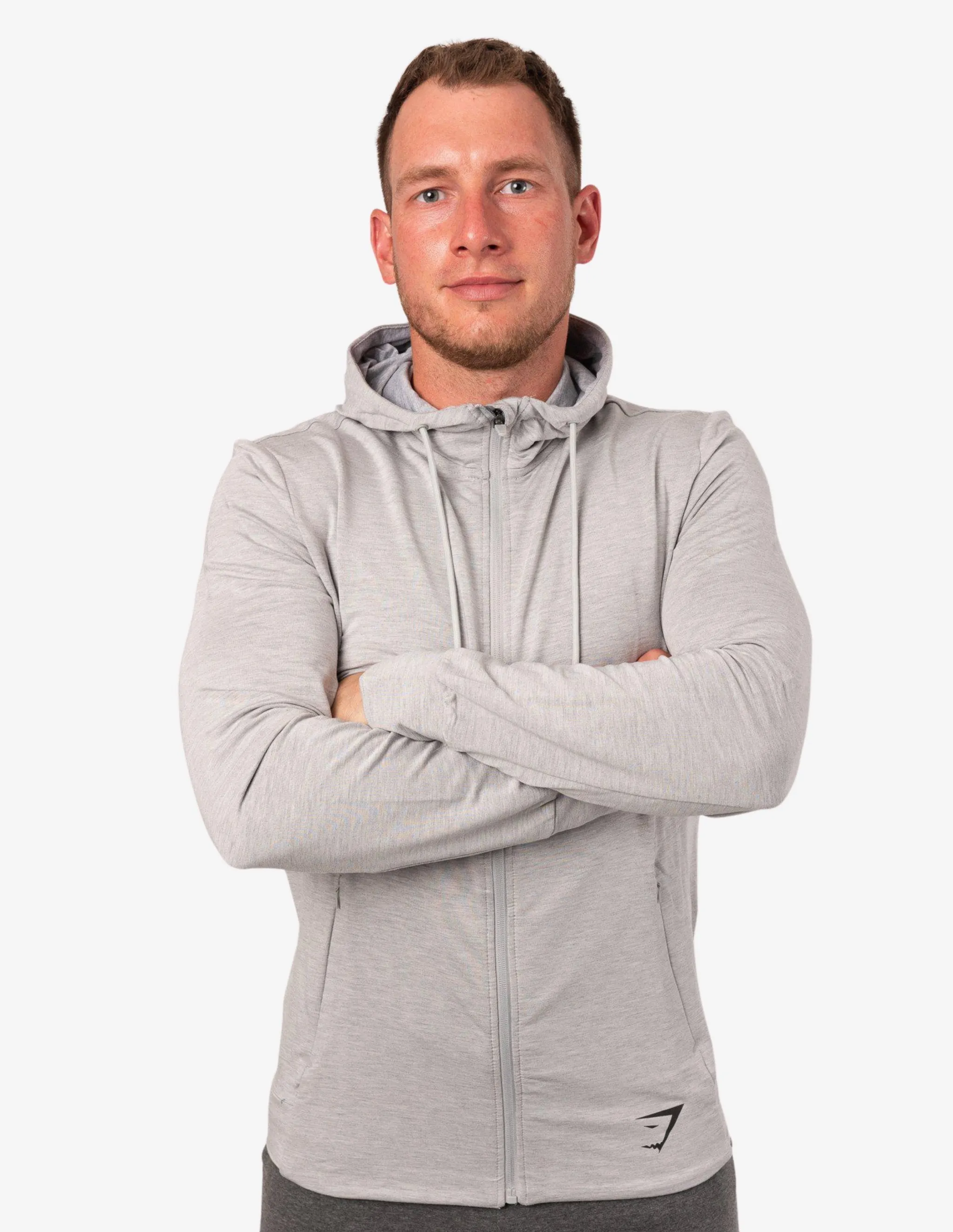Essential Zip Hoodie Light Grey Marl