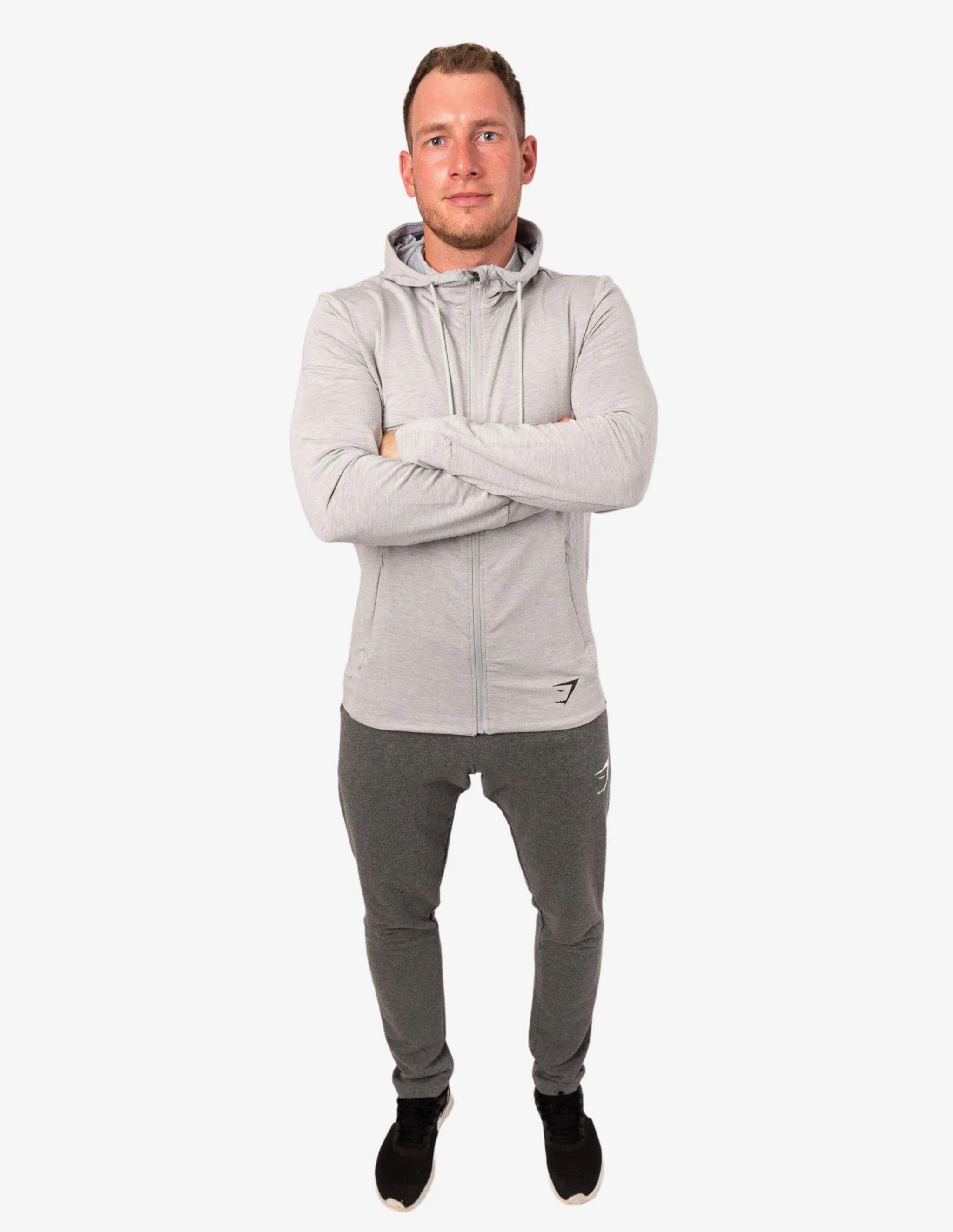 Essential Zip Hoodie Light Grey Marl