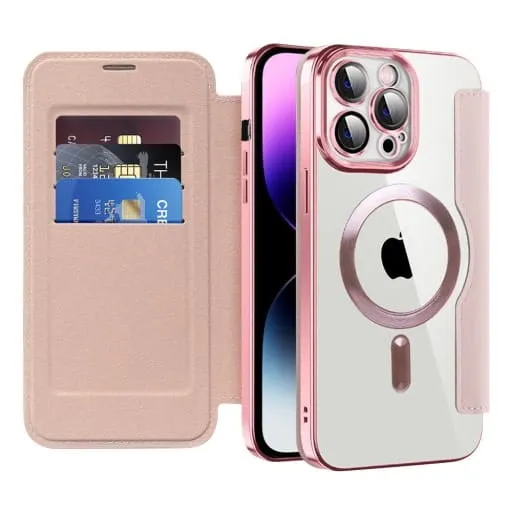 Etui Flip Wallet Magsafe iPhone 14 Pro - Różowy
