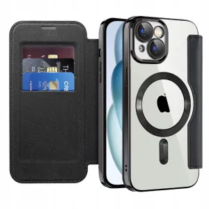 Etui Flip Wallet Magsafe iPhone 15 Plus - Czarny