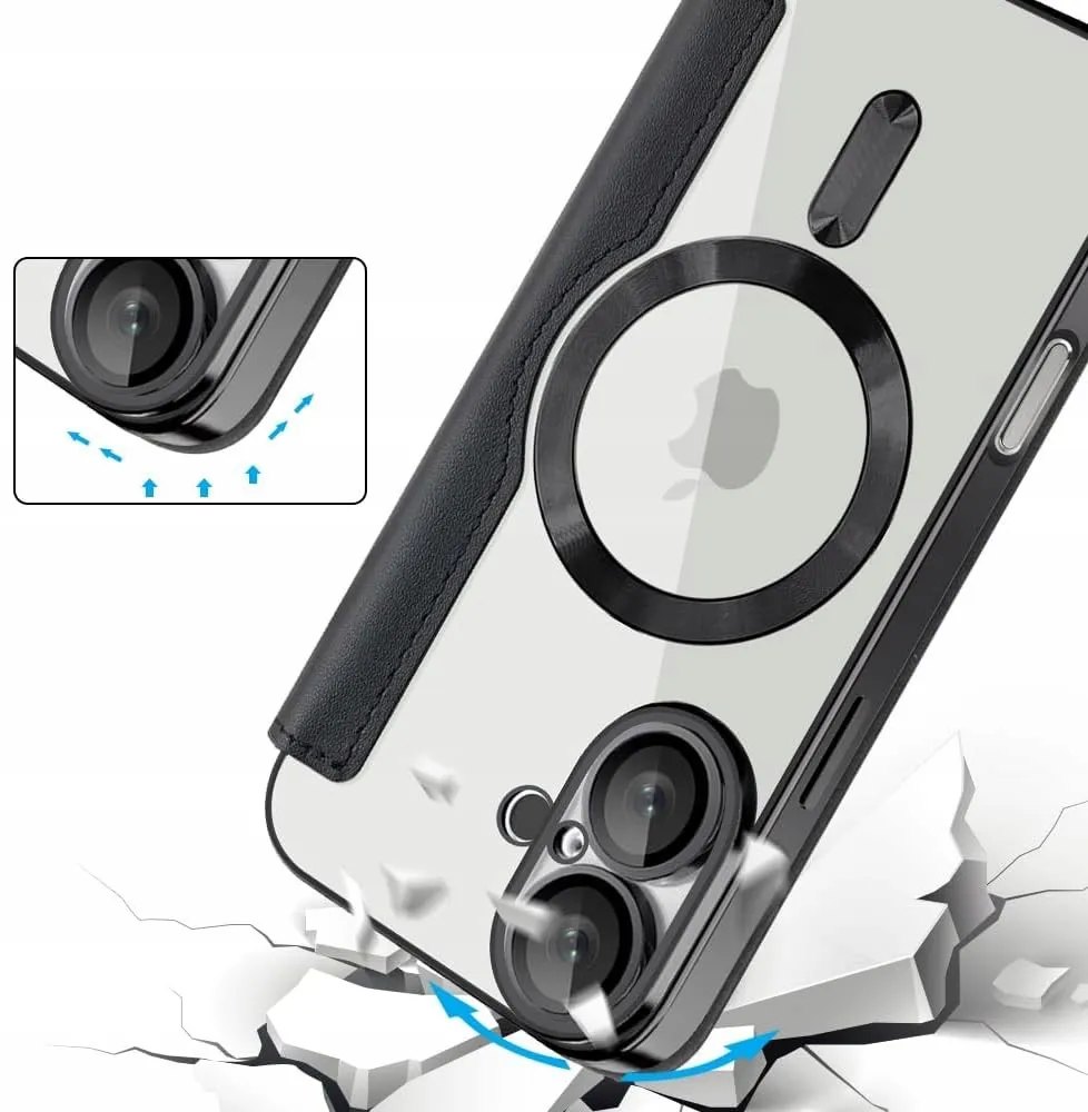Etui Flip Wallet z Klapką do Magsafe do iPhone 16 - Czarne