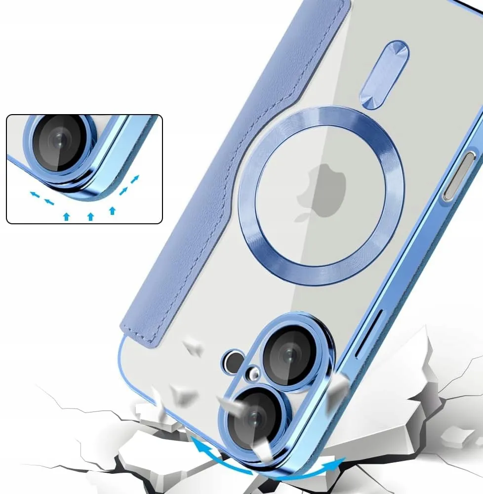 Etui Flip Wallet z Klapką do Magsafe do iPhone 16 - Niebieskie