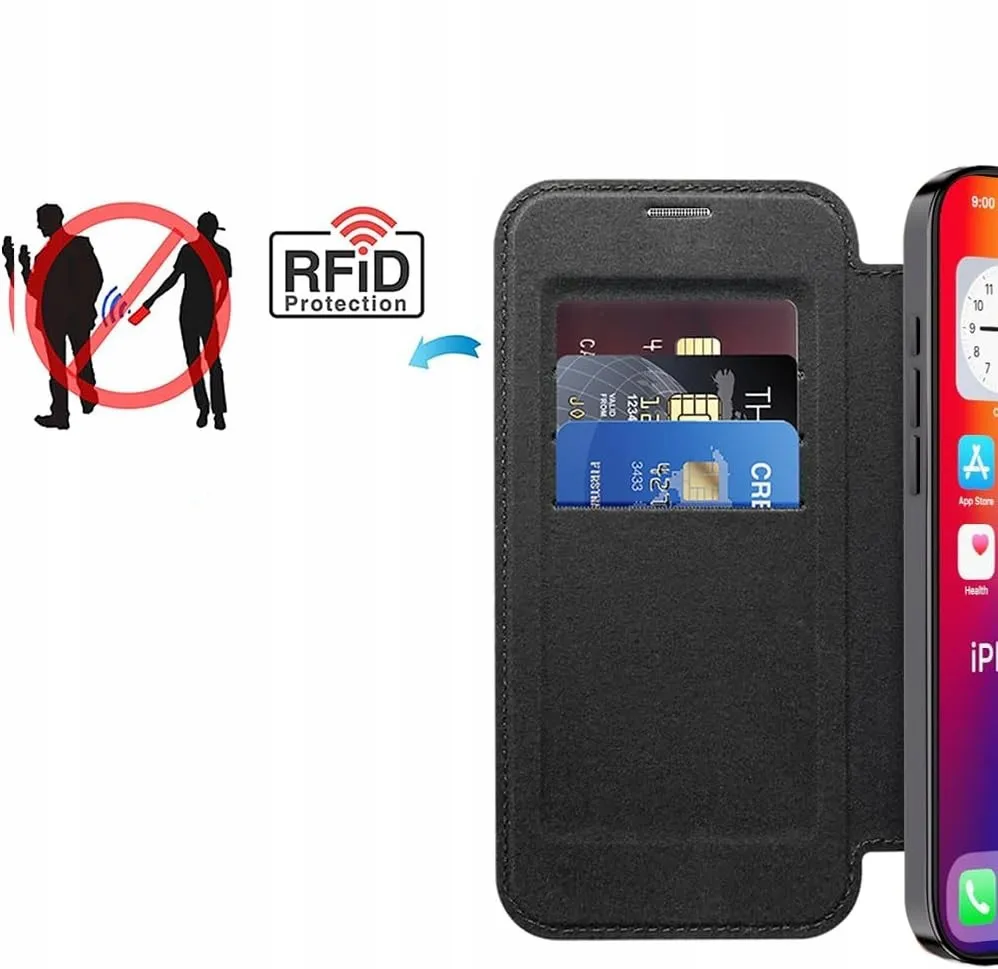 Etui Flip Wallet z Klapką do Magsafe do iPhone 16 Plus - Czarne