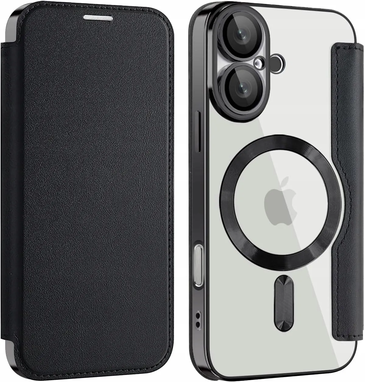 Etui Flip Wallet z Klapką do Magsafe do iPhone 16 Plus - Czarne