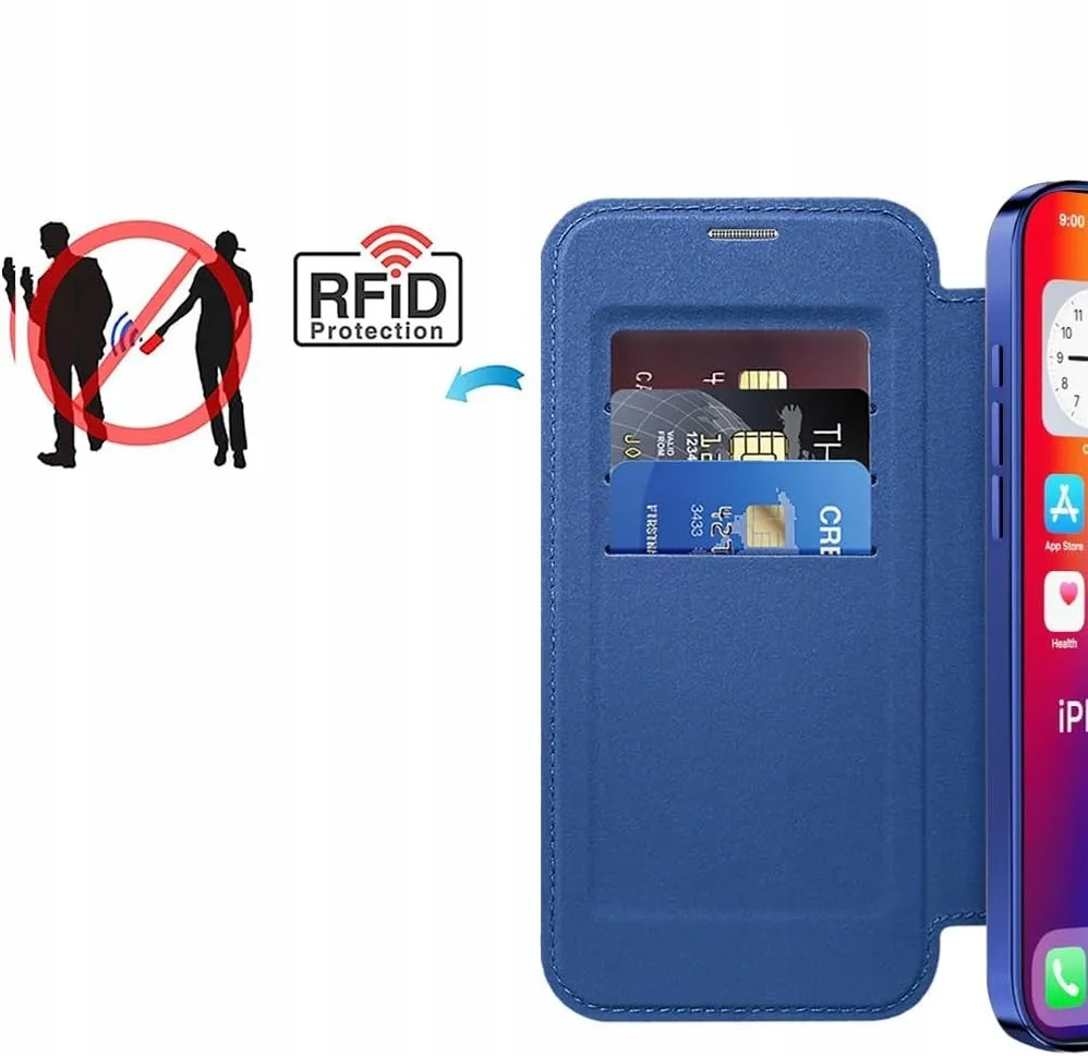 Etui Flip Wallet z Klapką do Magsafe do iPhone 16 Plus - Granatowe