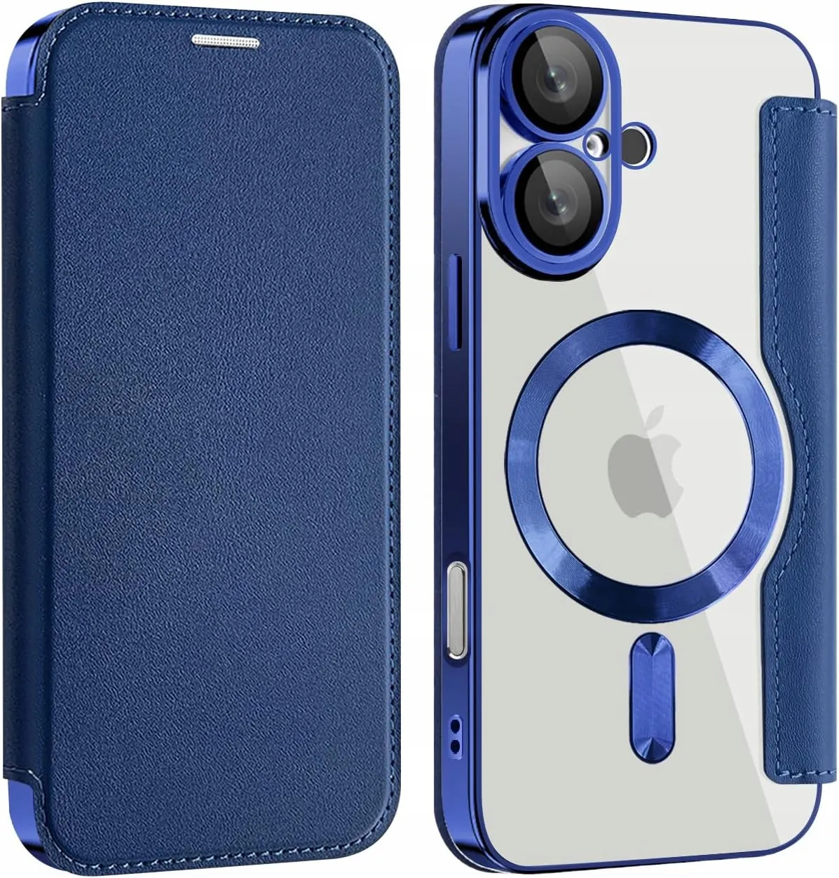 Etui Flip Wallet z Klapką do Magsafe do iPhone 16 Plus - Granatowe