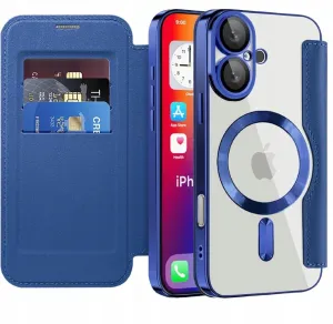 Etui Flip Wallet z Klapką do Magsafe do iPhone 16 Plus - Granatowe