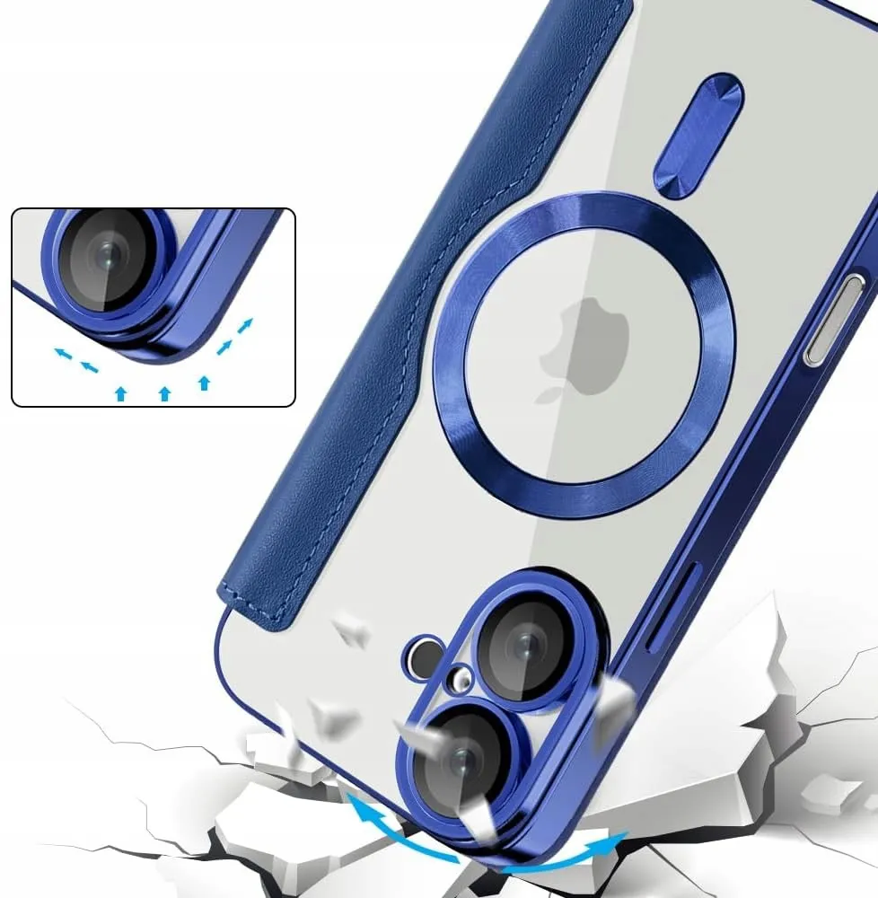 Etui Flip Wallet z Klapką do Magsafe do iPhone 16 Plus - Granatowe