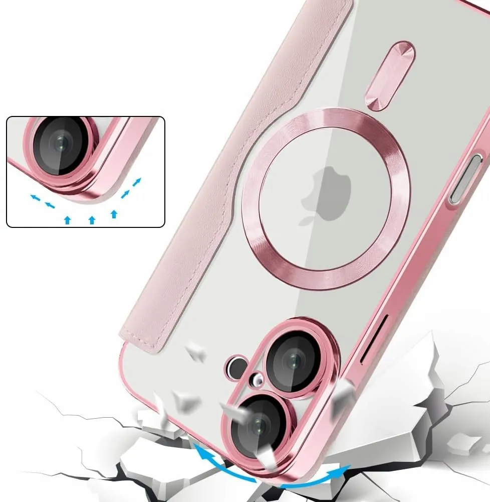 Etui Flip Wallet z Klapką do Magsafe do iPhone 16 Plus - Różowy