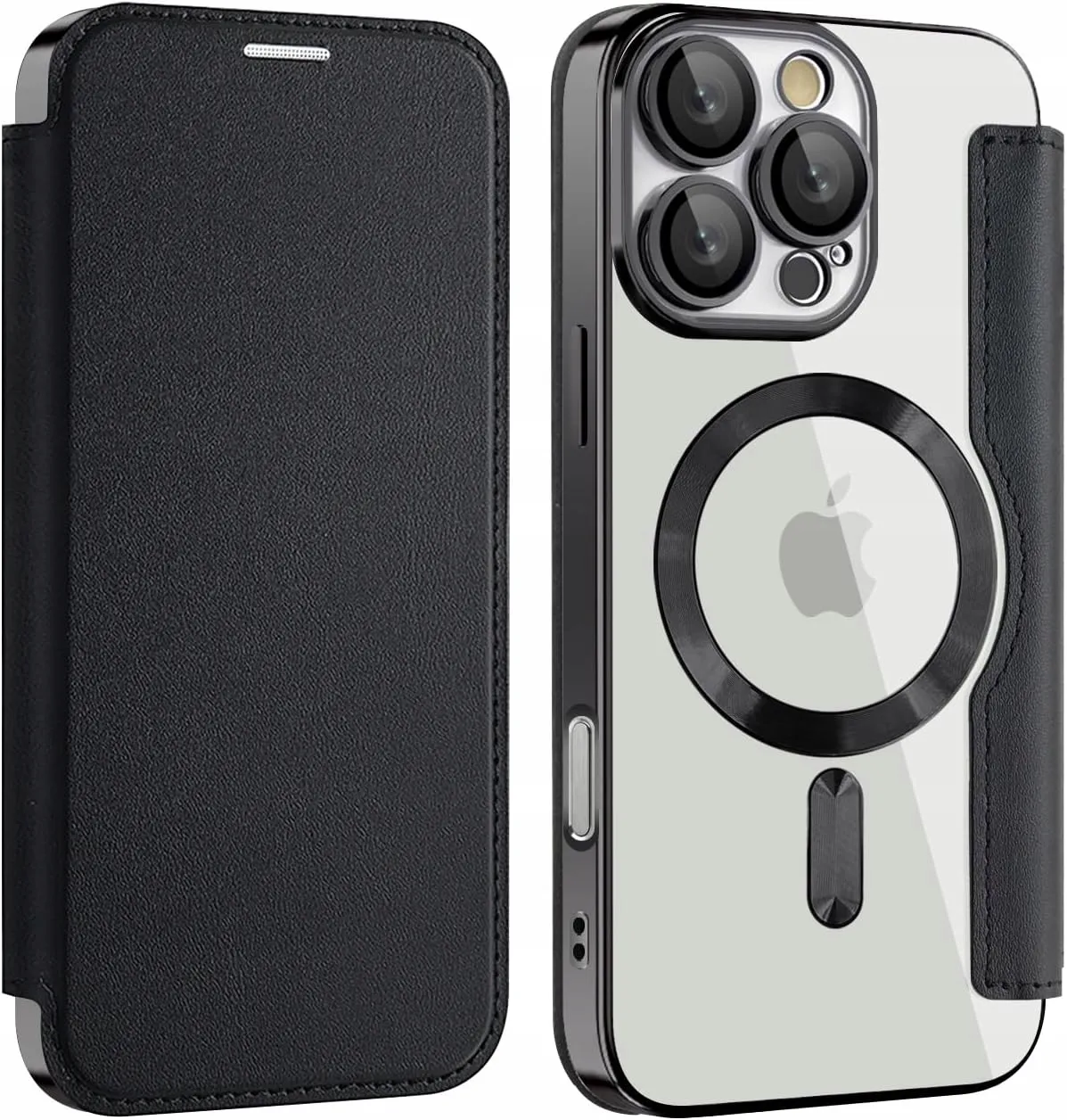 Etui Flip Wallet z Klapką do Magsafe do iPhone 16 Pro - Czarne