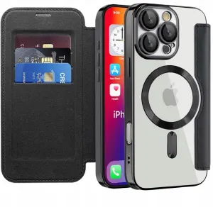 Etui Flip Wallet z Klapką do Magsafe do iPhone 16 Pro - Czarne
