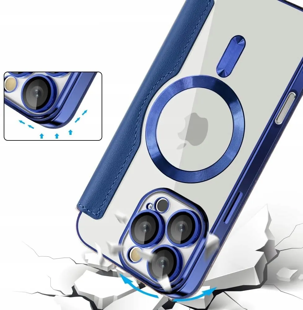 Etui Flip Wallet z Klapką do Magsafe do iPhone 16 Pro - Granatowe